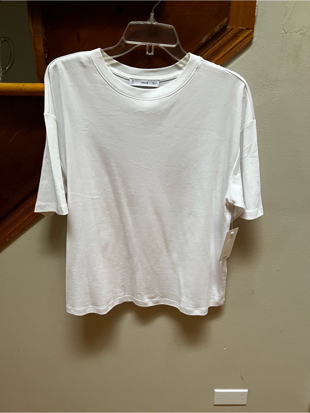 Mango White Boxy Crewneck Short Sleeve Tee